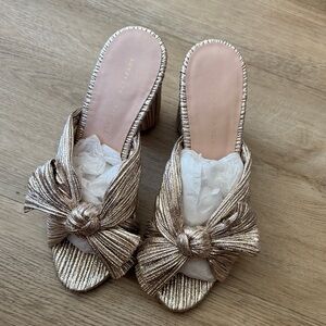 LOEFFLER RANDALL Penny Knotted Lame Sandal in Champagne